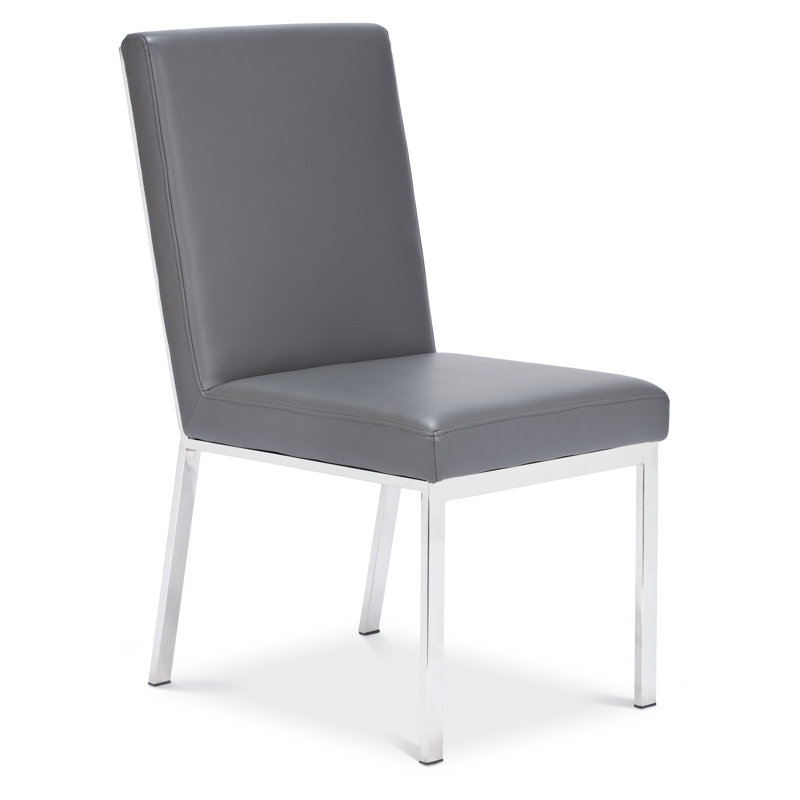 Shepparton 18'' H Polyurethane Upholstered Metal Side Chair, Gray