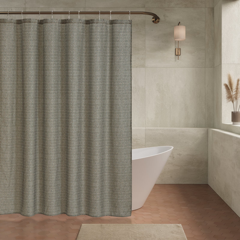 Clay Mildew Resistant Geometric Fabric Tub Curtain