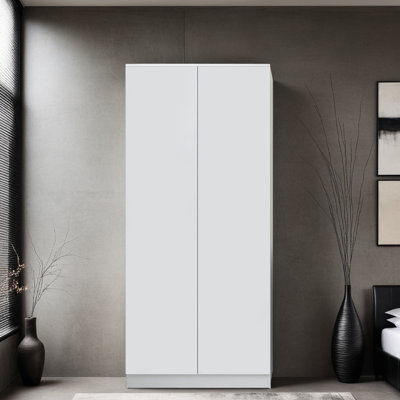 Carlton 2 Door Double Wardrobe - Matt Finish, Soft Close Hinged Doors. Modern No-Handle Push-to-Open Design