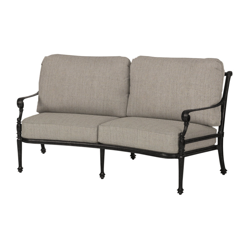 Grand Terrace Curved Loveseat with Sunbrella Cushion, Cast Ash Sunbrella® Plainweave, Vintage