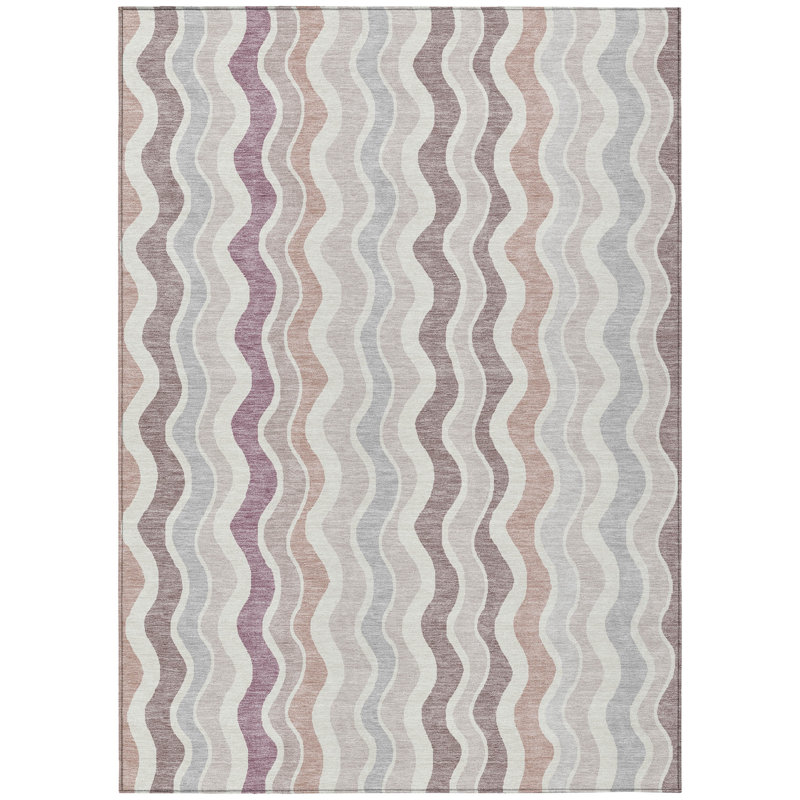Machine Washable Indoor/Outdoor Bourkelands ACN2342 Stripes Rug, Rectangle 5' x 7'6"