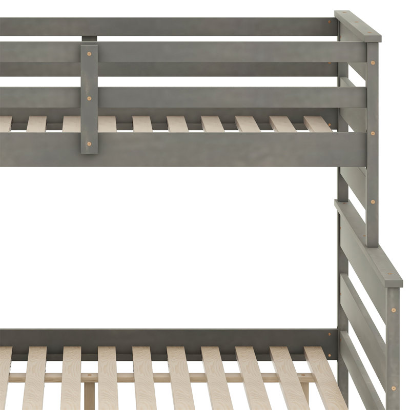 Lit superposé Jayleanna, pour enfants, Simple TG sur grand, gris