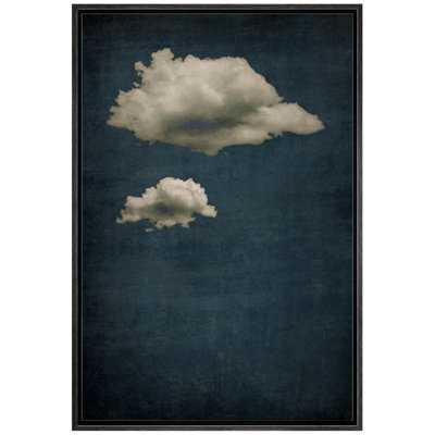 Clouds " Dark Navy Blue Duotone Clouds Abstract Landscapes Minimalist Wall Decor Artwork 1 "