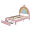 Cadre de lit tapissier avec 2 tiroirs de rangement, cadre de lit en velours princesse avec tête de lit arc-en-ciel, aucun sommier nécessaire-87791460