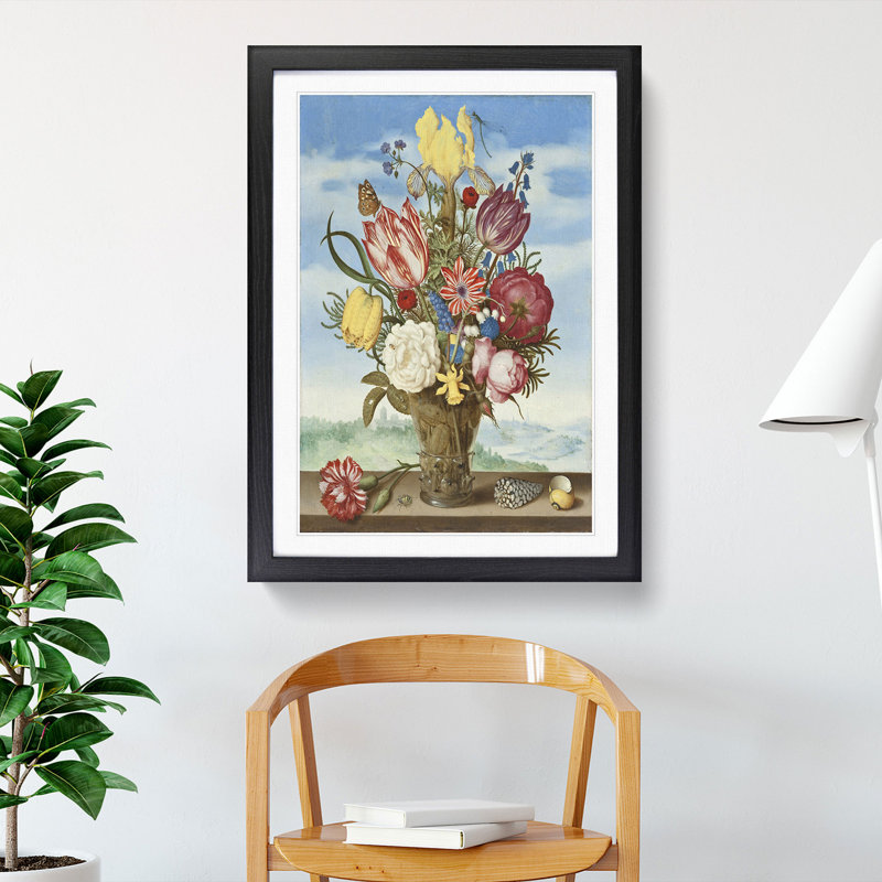Still Life with Flowers Vol.2 by Ambrosius Bosschaert - Picture Frame Painting, Black, 36cm H x 27cm W x 2cm D