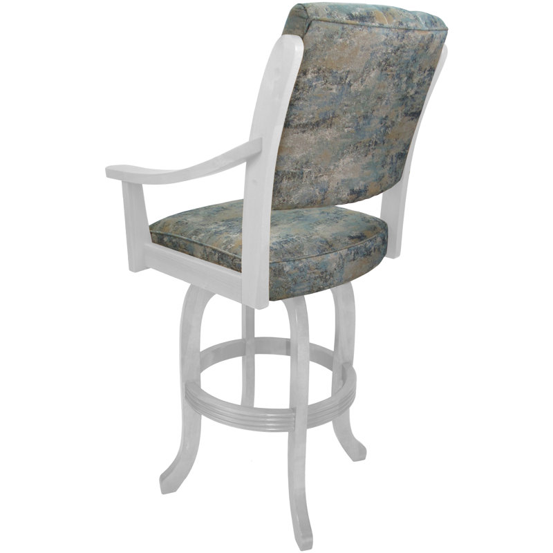 White Solid Wood Swivel Counter Stool with Upholstered Seat