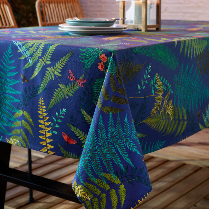 Alekzandra Woodland Fern Shower Proof Outdoor Cotton Dining Table Runner Cloth