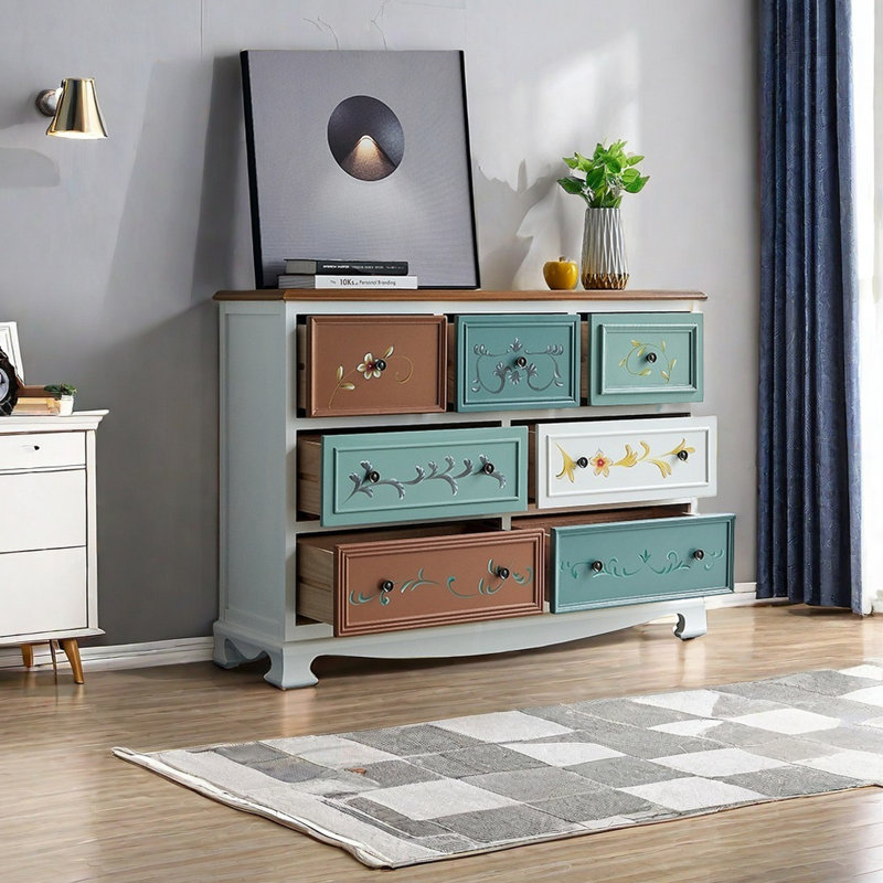 Armoire décorative élégante peinte à la main, Blanc