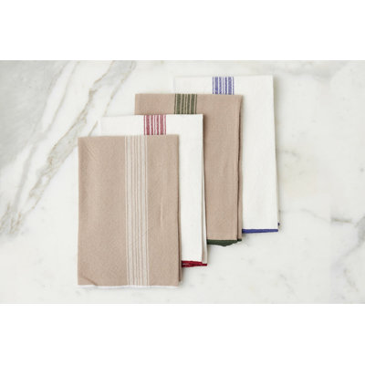 French Bistro Dinner Napkin- Set of 4 - Vintage Stripes Navy Blue