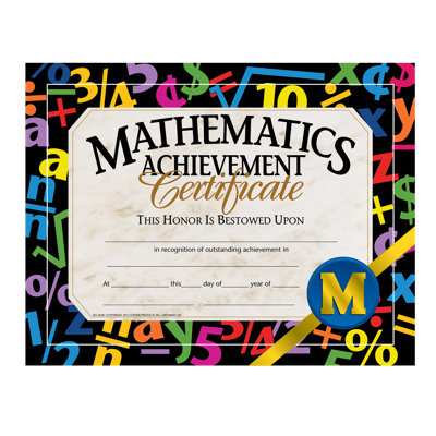 Mathematics Acheivement Certificate Pack Of 5