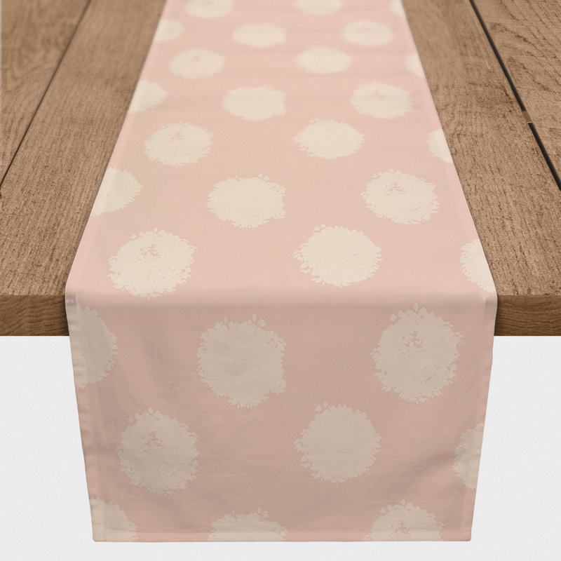 Chemin de table à pois, 72 po x 16 po, Rose