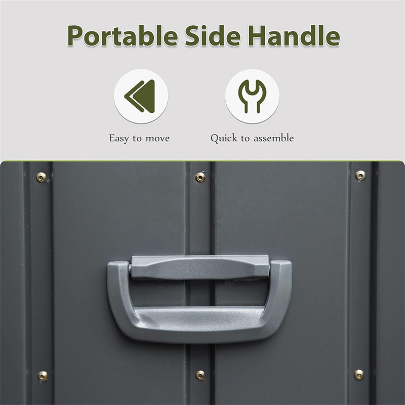 Mohzate 54.33'' W 160 Gallons Water Resistant Galvanized Steel Lockable Deck Box with Wheels, Dark Gray