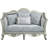 66" Light Grey Damask Linen And Curved Loveseat and Toss Pillows