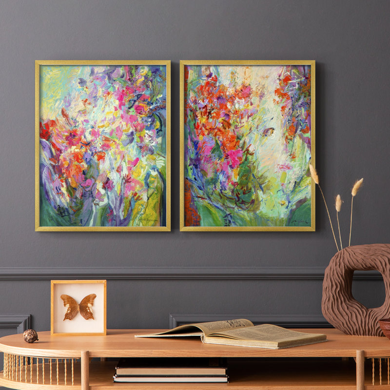 Bold Flourish I-Premium Framed Print -Ready to Hang - No Nails Required - No Nails Required, 29" H x 46" W, Gold