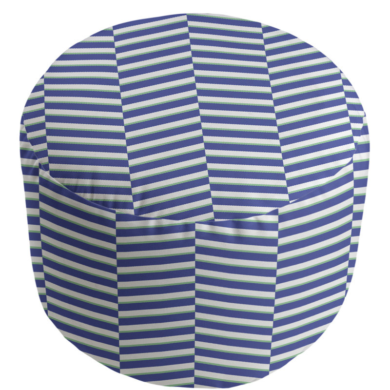 Upholstered Pouf, Blue/Green