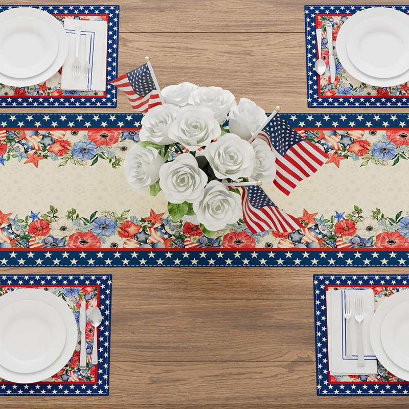 Chemin de table America Stars Flowers