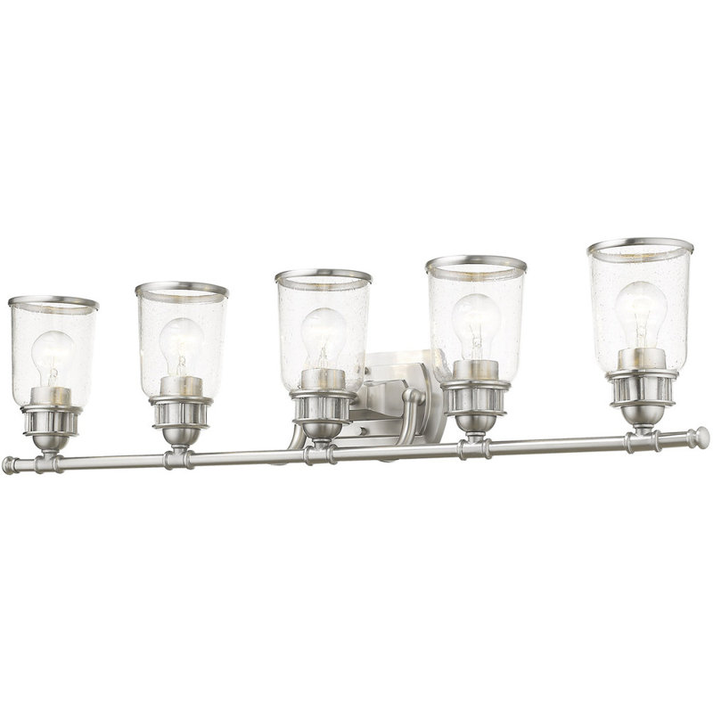 Éclairage pour salle de bain 5 lumières, Nickel brossé
