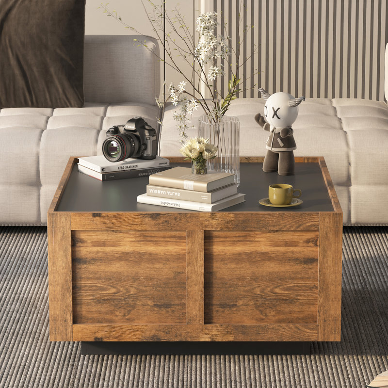 Coffee Table with Storage, Black/Oak