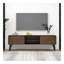 Meuble télé Adrian de style Mid-Century moderne avec rangement en bois de noyer brun massif, 71 pouces pour le salon