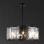 Lustre cylindrique unique et remarquable à 6 lumières avec détails en cristal Markavious