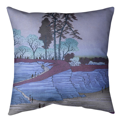 Utagawa Hiroshige Floral Reversible Throw Pillow
