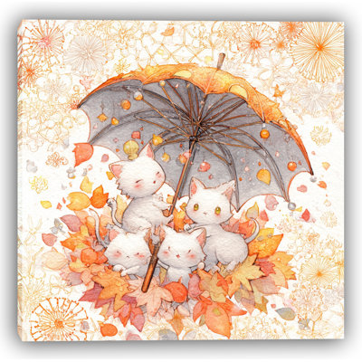 «Autumn Kittens Gathering», art mural sur toile tendue