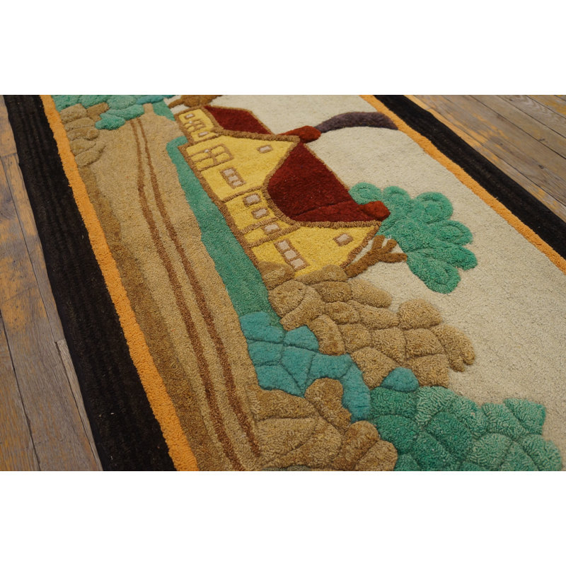 Tapis crocheté Antique Artistic American Folk Art