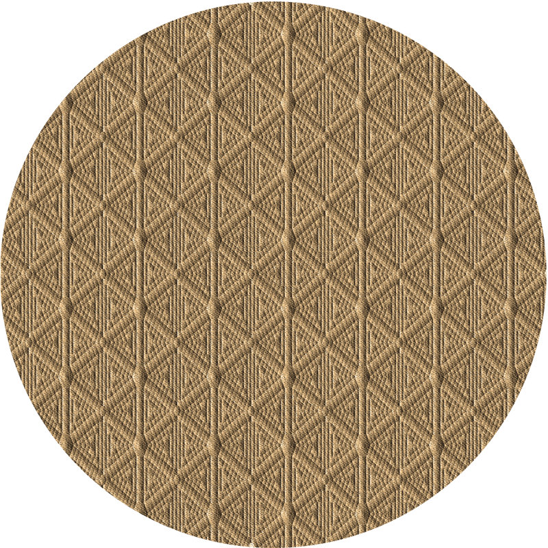 Tapis brun à motif géométrique, Rond 5 pi