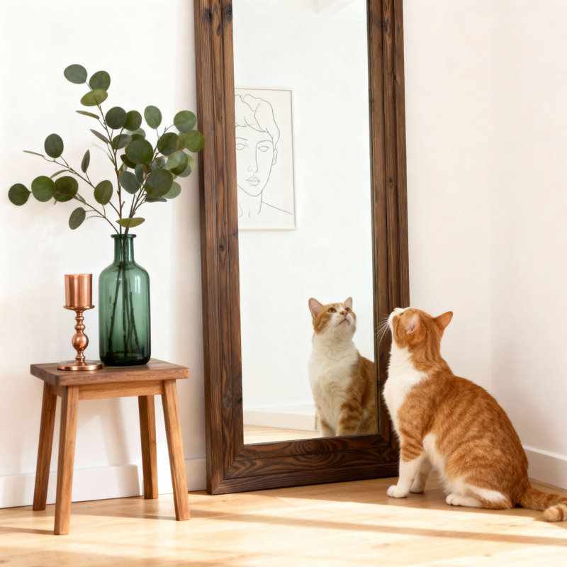 Brown Full-length Mirror, 65x22 Inch Wood Frame Full-length Mirror, Freestanding Mirror For Bedroom, Dressing Room, Living Room
