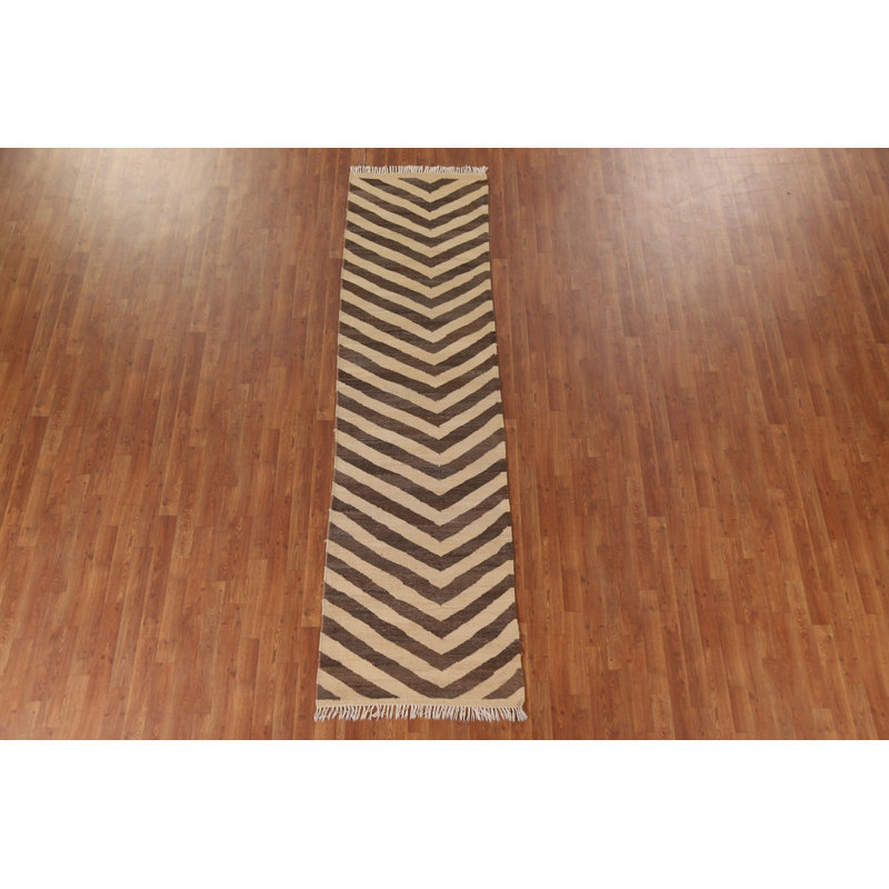 Tapis de couloir en laine à motif de chevrons 3 x 10