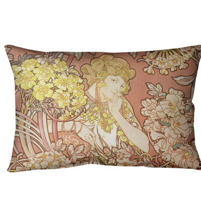 Coussin lombaire à fleurs alphonse mucha