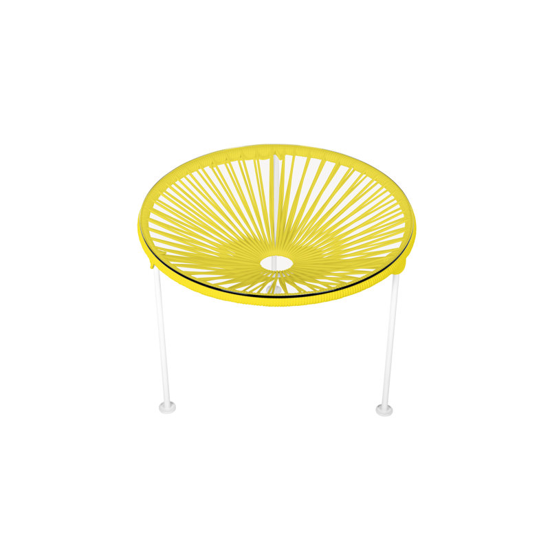 Zicatela Indoor Handmade Coffee Table, White, Yellow