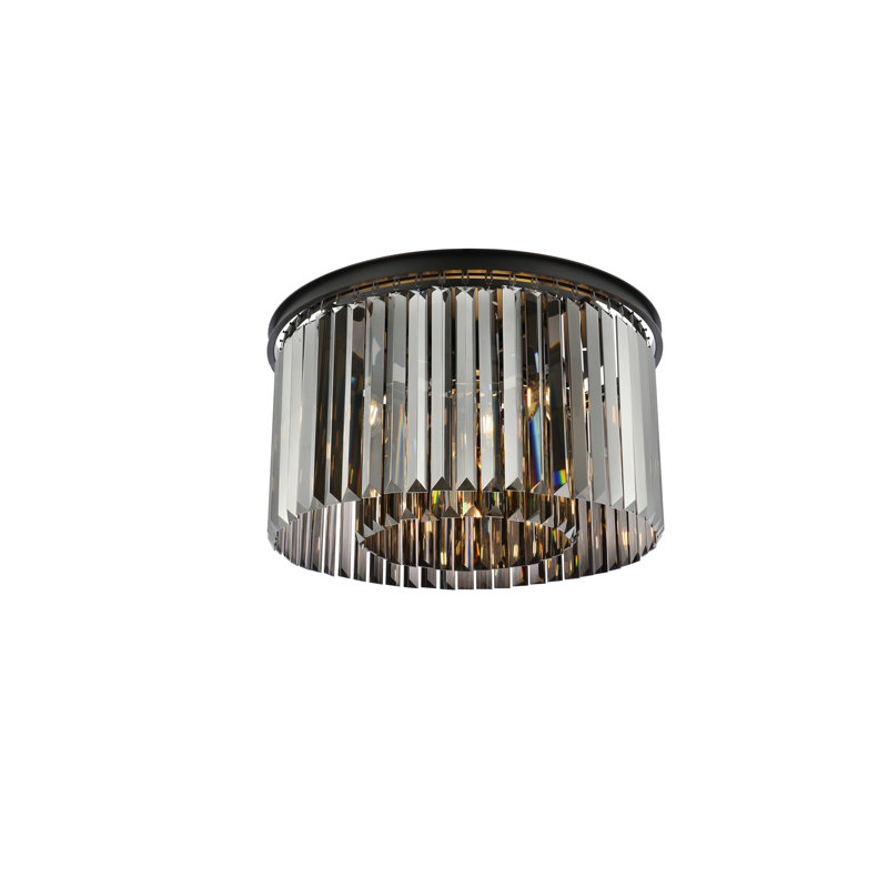 Yazmin Crystal Flush Mount, Gray, Matte Black