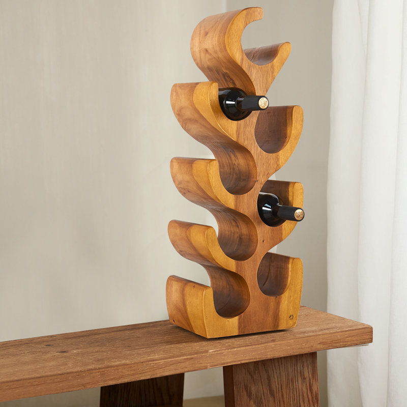 Solid Wood Tabletop Wine Bottle Rack Brown, 69.6cm H x 25.4cm W x 17.8cm D