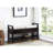 Shoe Bench With Beige Upholstery And Shelf Storage Options