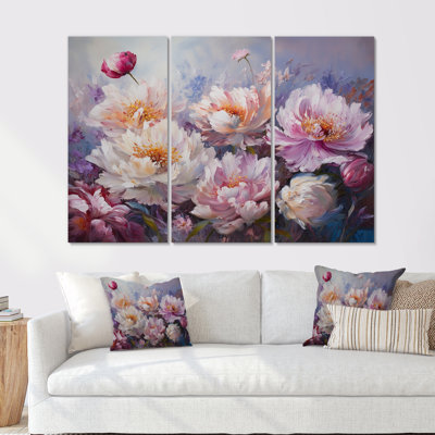 Pivoine rose liquide Art Flower Field V - ensemble de décoration murale champ de fleurs