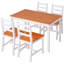Ensemble de salle à manger en bois massif pour 4 personnes en blanc classique, table rectangulaire compacte avec chaises à haut dossier pour petites cuisines et coins-repas
