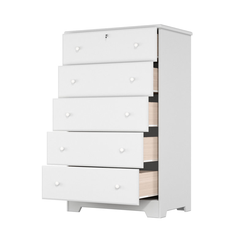 Commode à 5 tiroirs Raiquan, Blanc