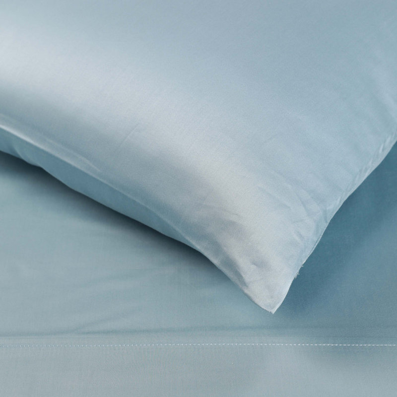 400 Thread Count Egyptian Cotton Blend Solid Deep Pocket Bed Sheet Set, Twin Sheet Set, Light Blue
