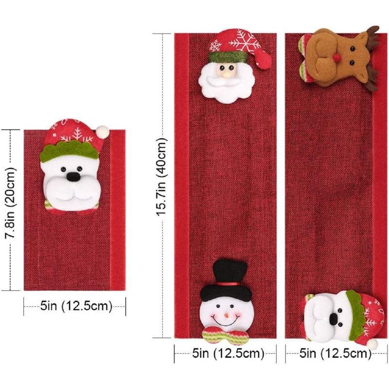 Christmas Refrigerator Handle Covers Set Of 8, Santa Snowman Kitchen Appliance Covers Fridge Microwave Oven Dishwasher Refrigerator Door Handle Covers Protector Christmas Decorations