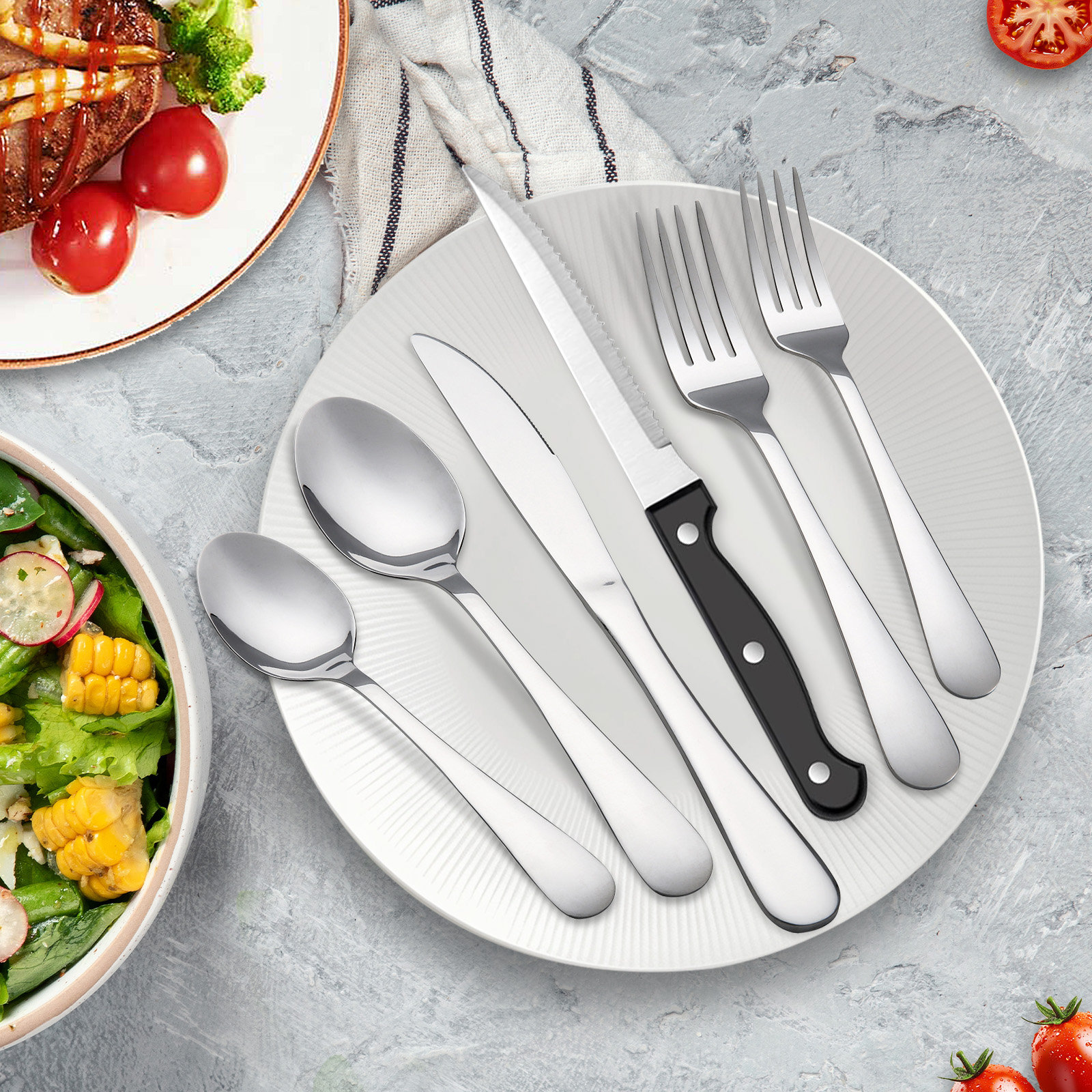 Wrought Studio™ 24-piece Flatware Set For 4, Stainless Steel Kitchen ...