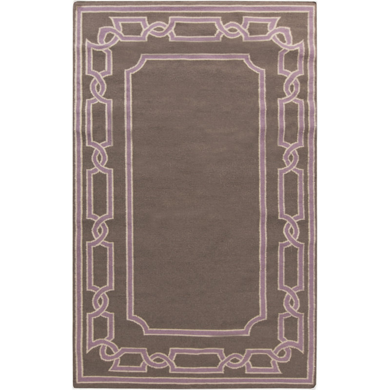 Tapis taupe / rose en laine tissé à la main Roberta, Rectangle 8 pi x 11 pi