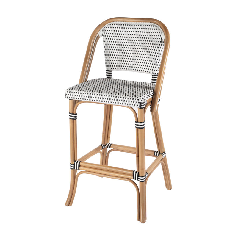 28" Bar Stool, Black/White