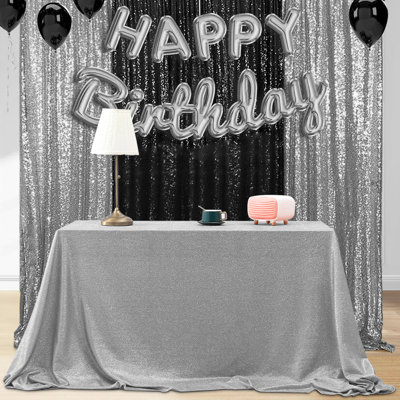 Rectangle Sequin Tablecloth - Glittery Polyester Cover For Weddings, Parties & Holiday Decor, Silver Sequin Tablecloth