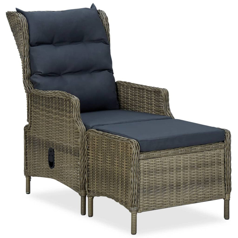 Chaise de patio inclinable avec coussins Couto, Marron