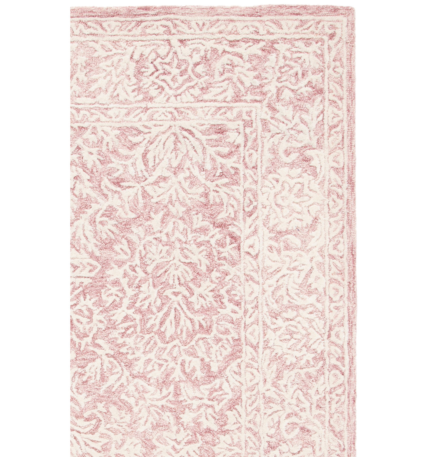 Teasdale Pink Ivory Hand-Tufted Wool Oriental Rug, Square 6'