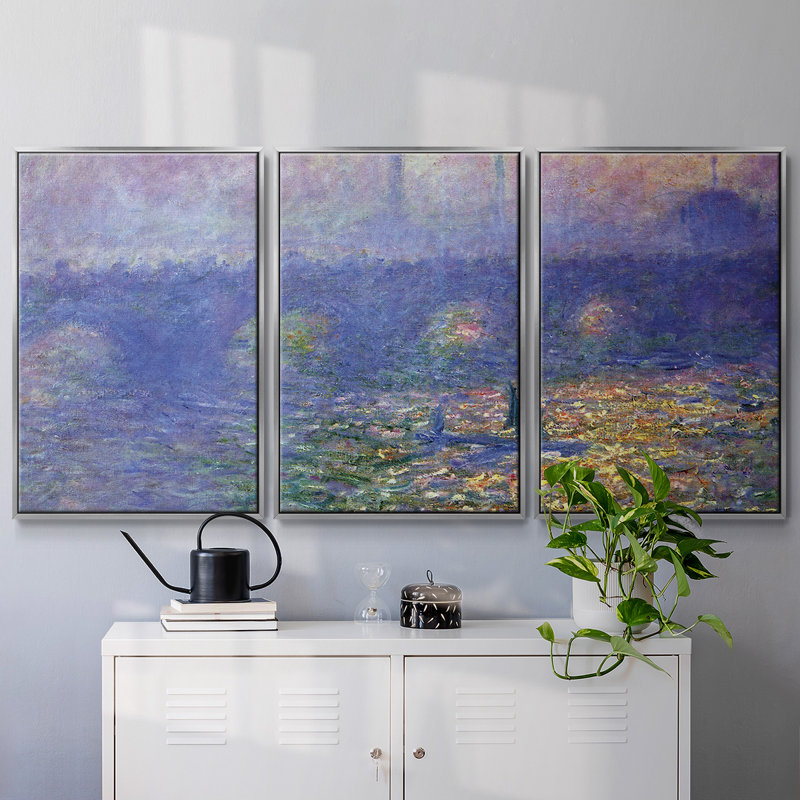 Waterloo Waterloo par Monet, 3 pièces, H 24 po x l 48 po x P 2 po, Argent
