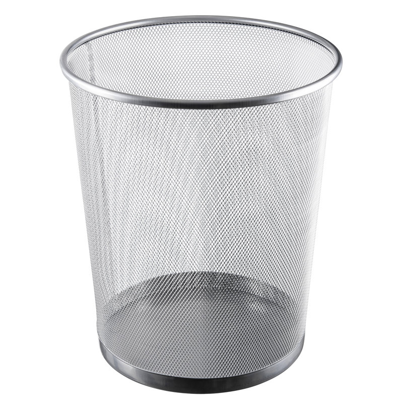 Steel Open Waste Basket - 4.75 Gallons, Silver