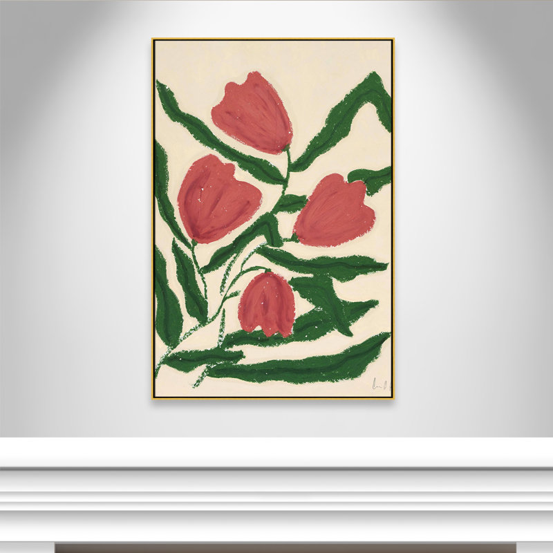 «Colette Red Tulips Print» par Camilla Bergqvist, Doré, H 61,5 po x l 41,5 po