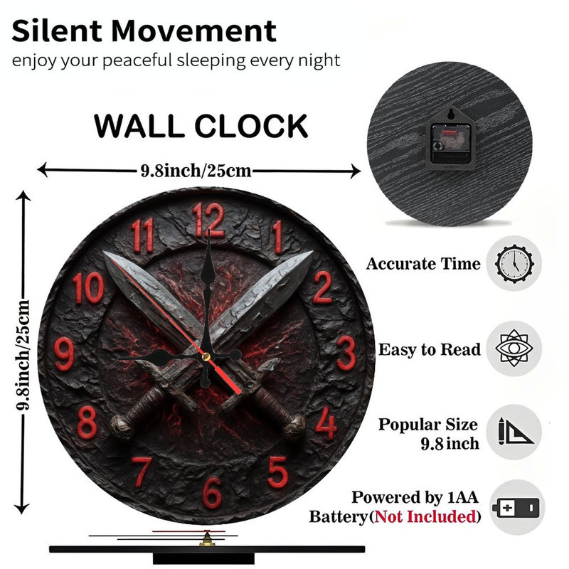 Horloge épée croisée, chiffres rouges